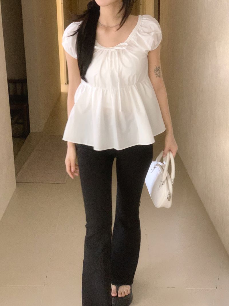 Sugar Lace Babydoll Puff Blouse