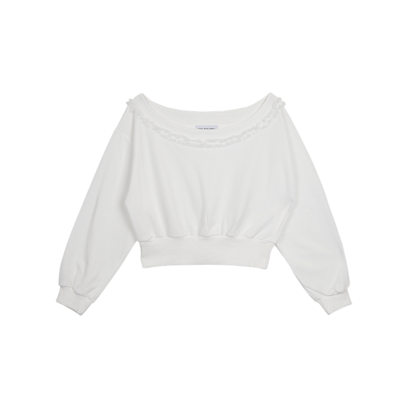 LACE OFF-SHOULDER SWEATSHIRT