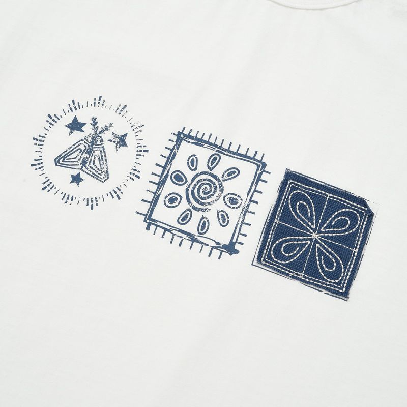 (w) Stamp crop half T-shirts / Off White