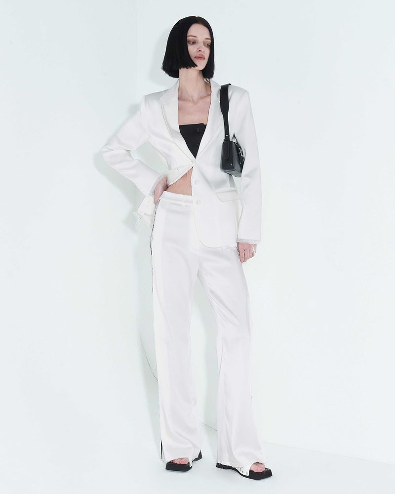 [REORDER] Pleated Logo-Tape Trousers _ White