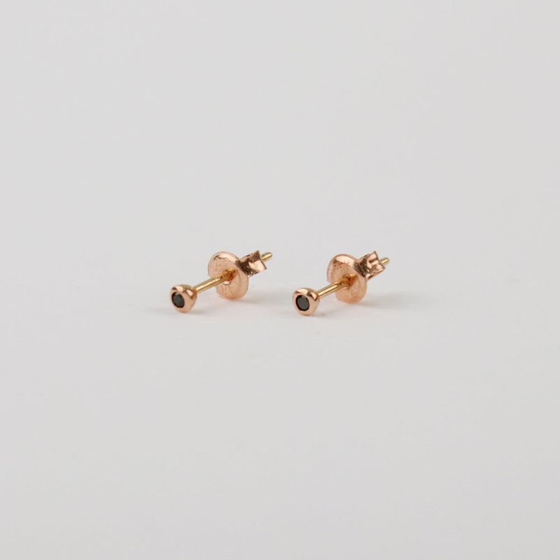 14K gold black melee diamond earring