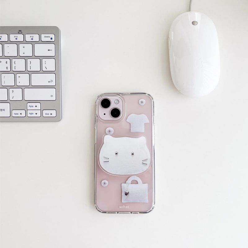 [phone grip] silver cat
