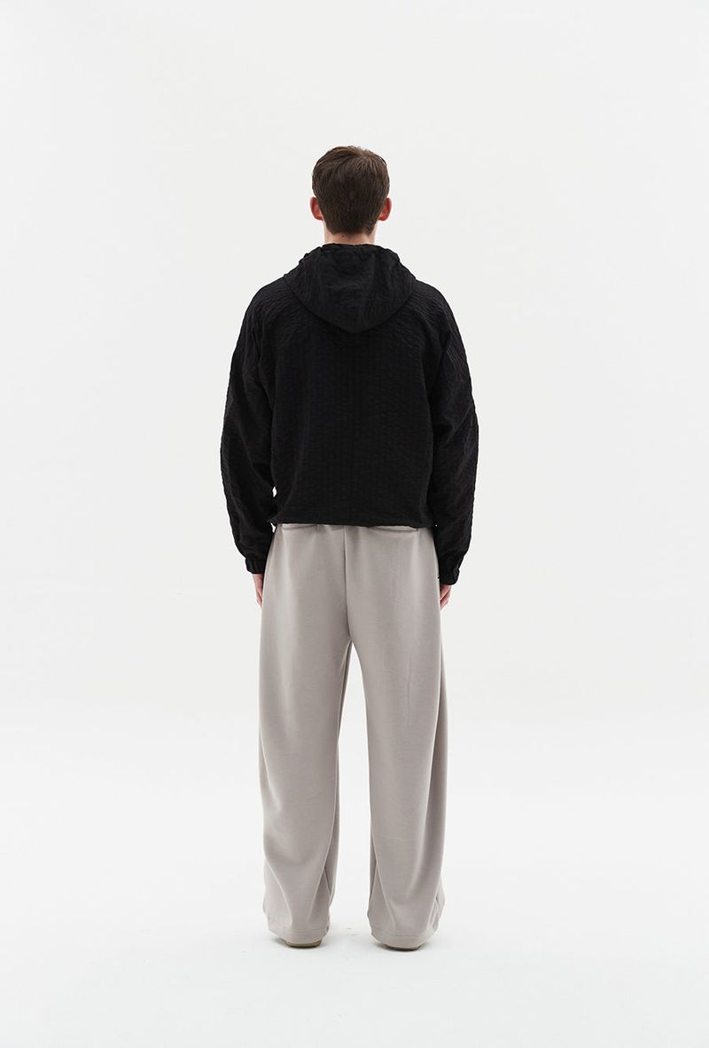 deep four tuck flow banding pants warm grey