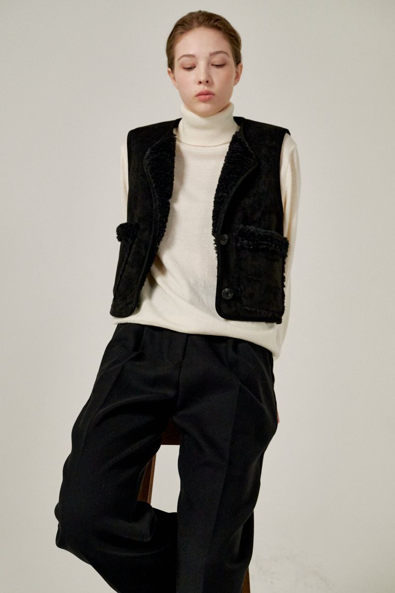 Semi wide pants (Black)