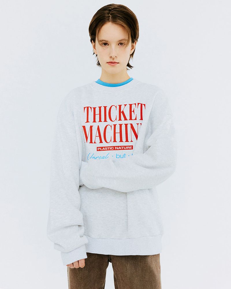 THICKET MACHINE TYPO SWEATSHIRT-WHITE MELANGE