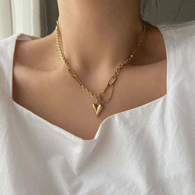 Acer rojo(アセルロジョ)の「hun Heart Unique Bold Chain Two Way Handmade Necklace(Accessories)」