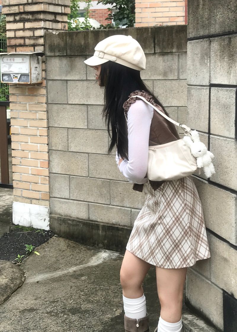 Layered romantic checkered bustier dress