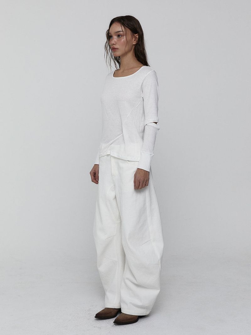 Slit Sleeve Top_White