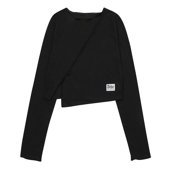 BLACK DIAGONAL LONG T-SHIRT