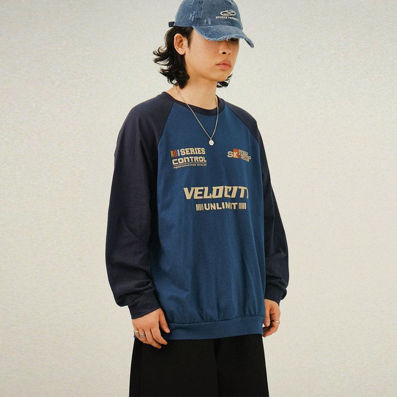 SEMIKAJI（セミカジ）の「AN ラグランベロレタリング長袖スウェットシャツ（トップス）」