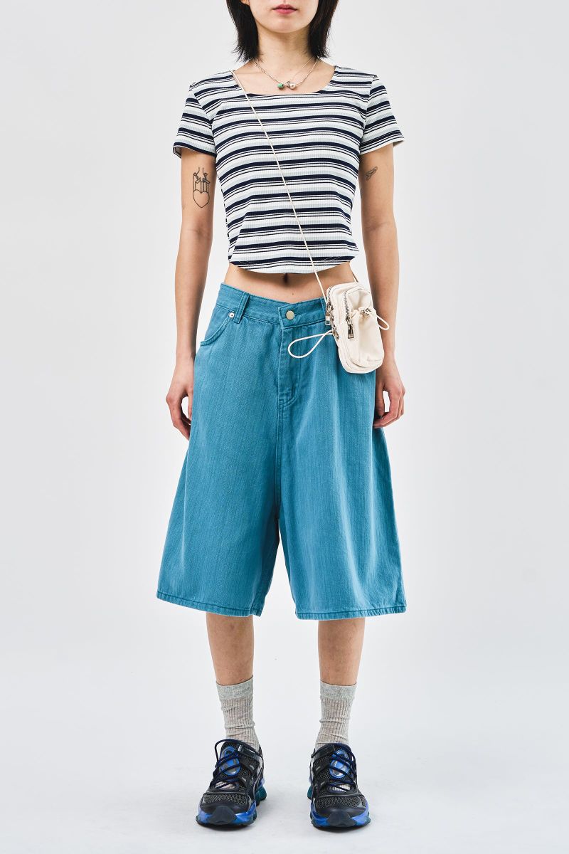 Tar Dyeing Bermuda Denim (2color)