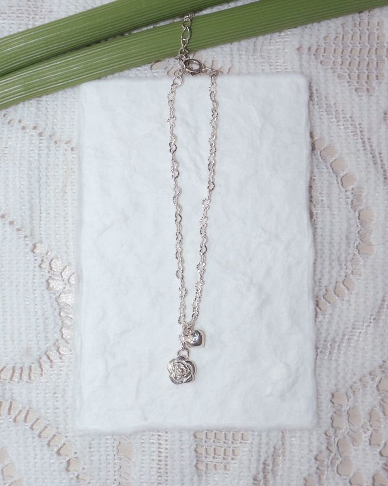 [MADE] lovely rose. rose heart chain bracelet