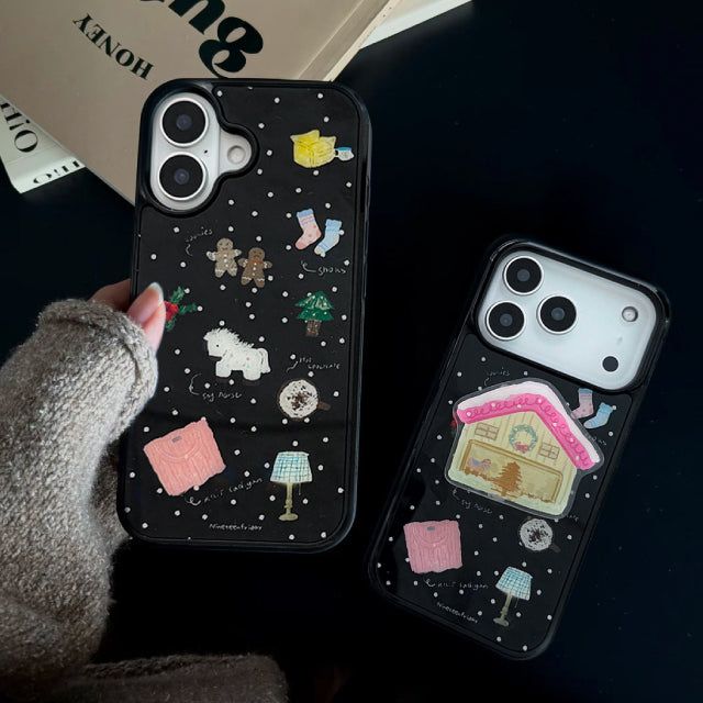 Winter Home Collage Black MAGSAFE iPhone Phone Case