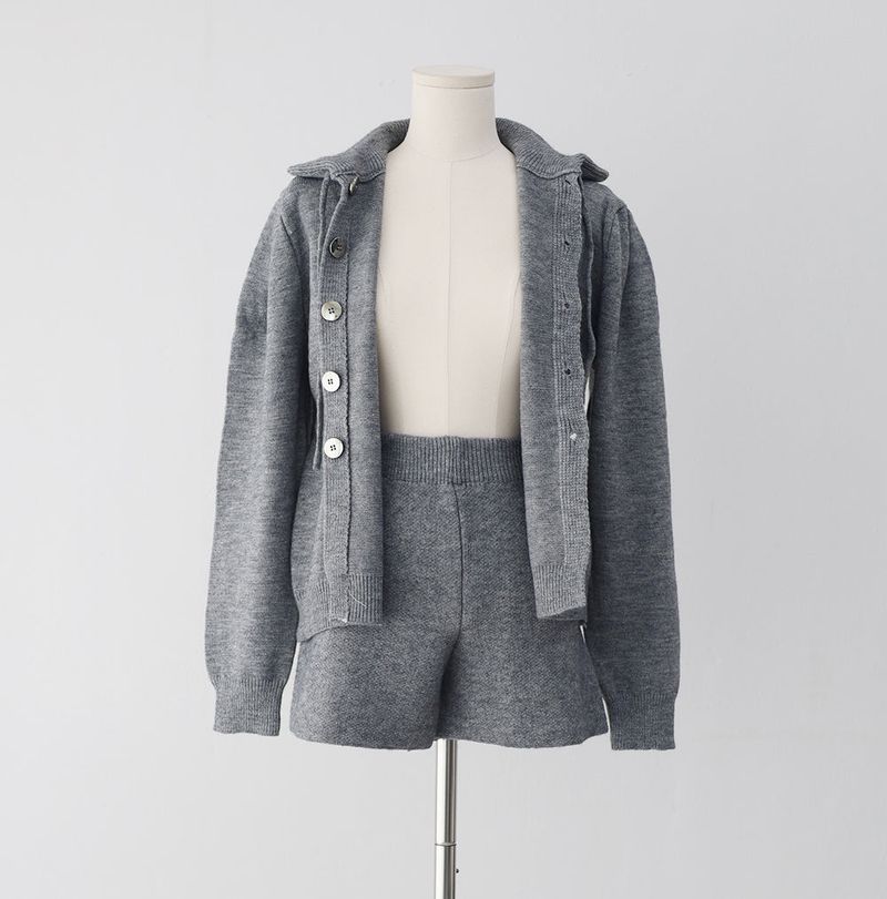 Deep Collar Knit + Pants Set