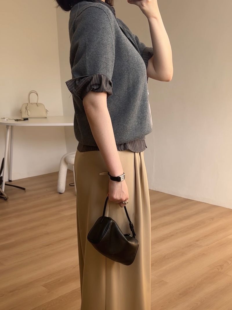 Striped elbow length slim fit shirt