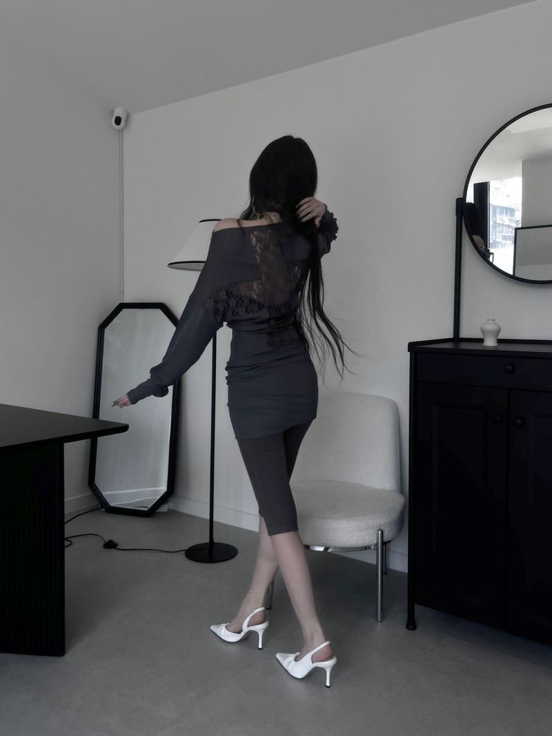 back cross lace one-piece (3color)