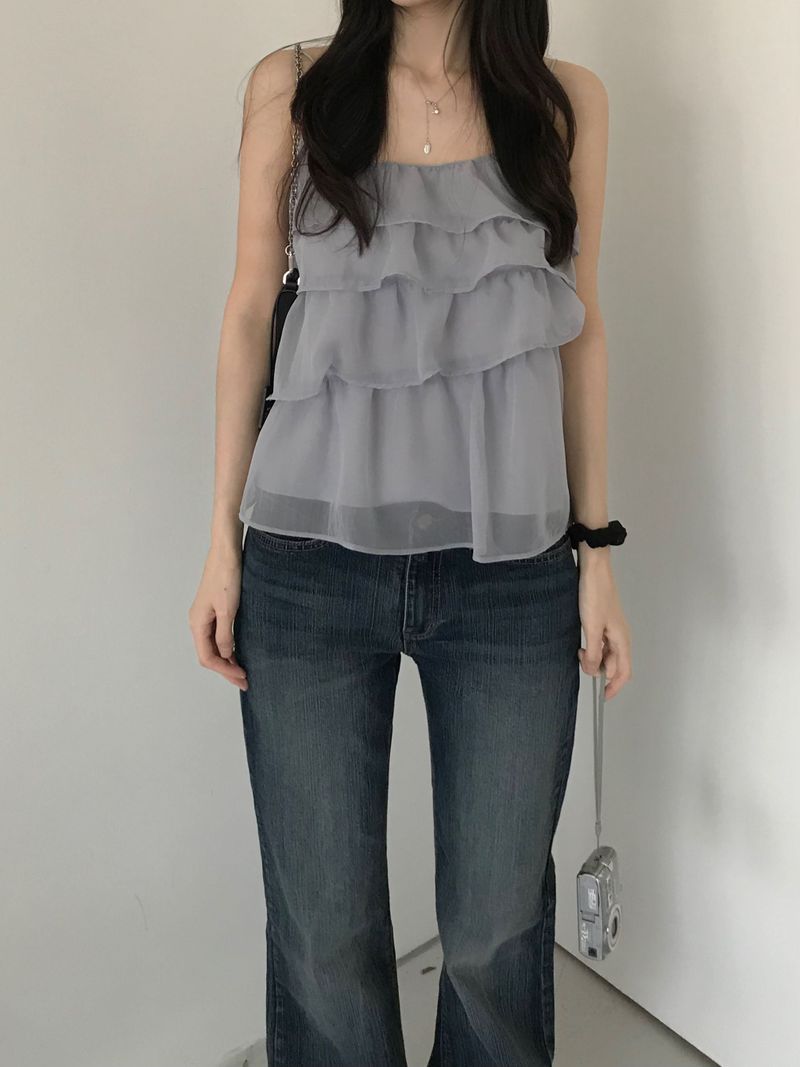 See-through frill bustier (2 colors)