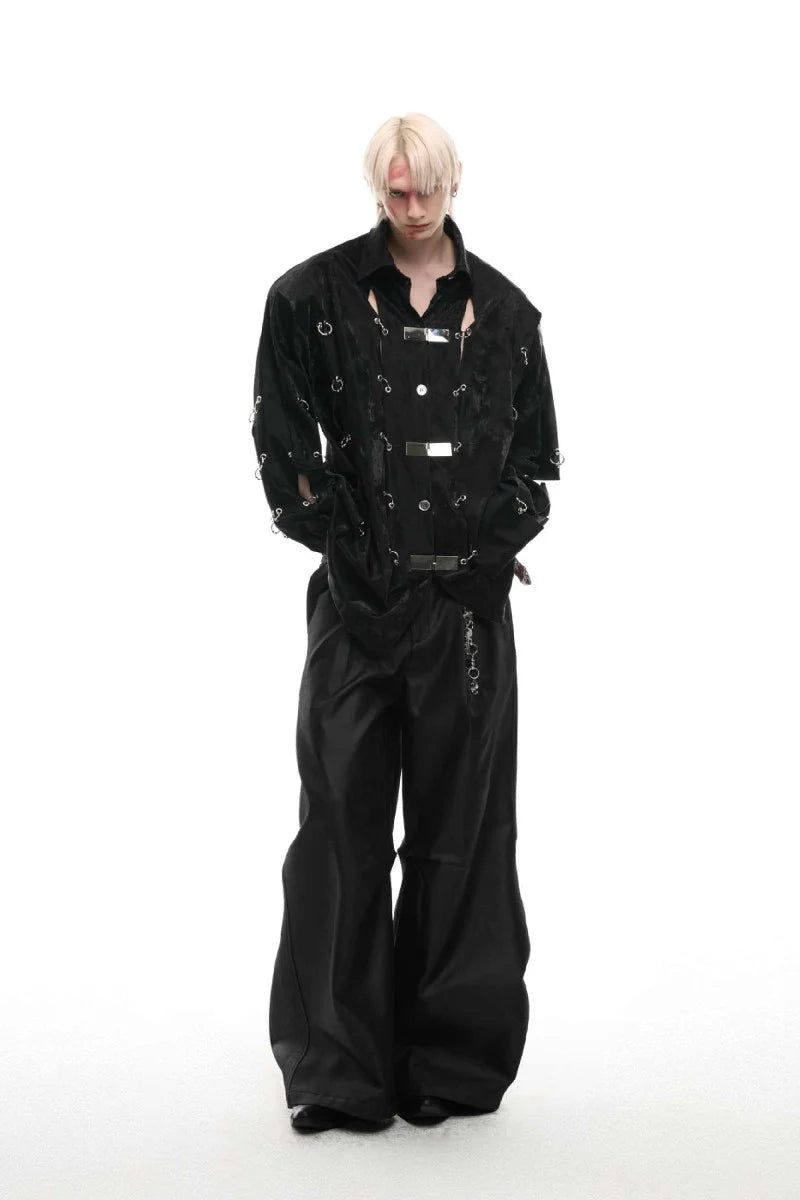 Metal Buckle PU Shirt Jacket