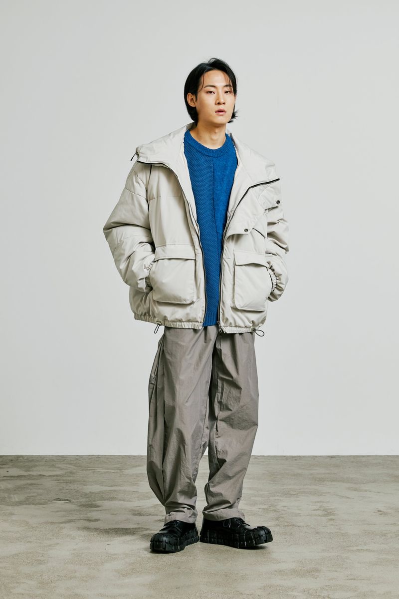 essential oversize duckdown peded parka grey