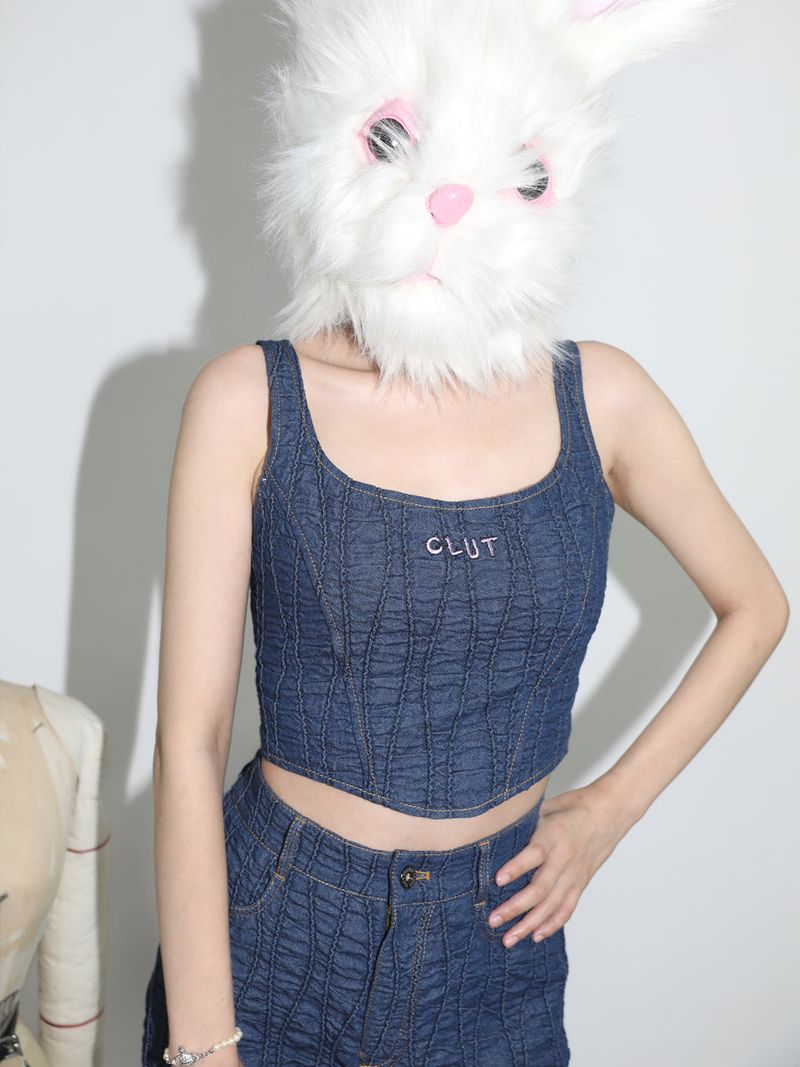 0 7 wave denim bustier