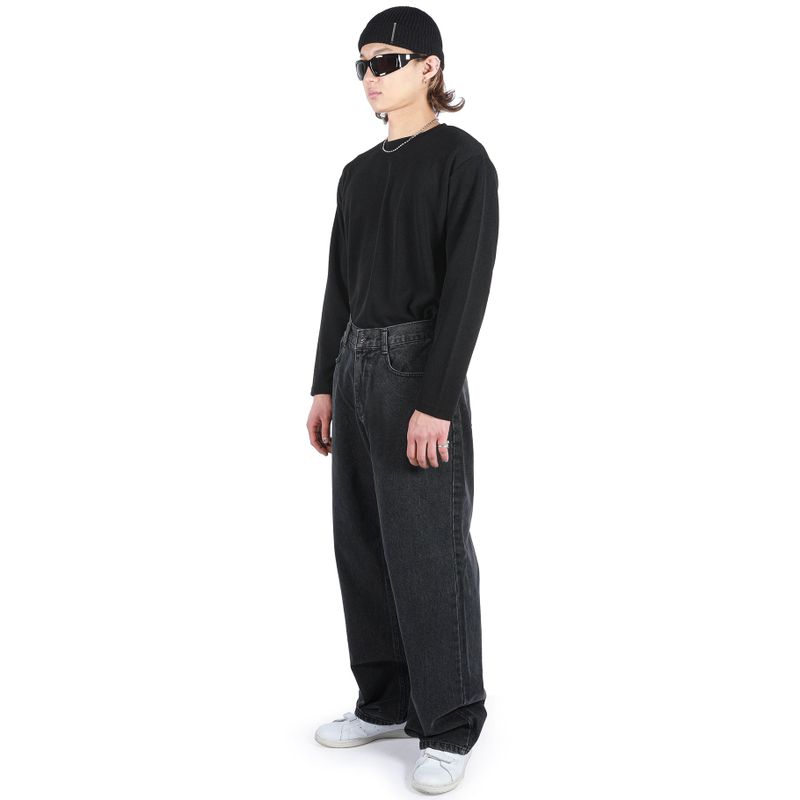 SUPER WIDE DENIM PANTS BLACK