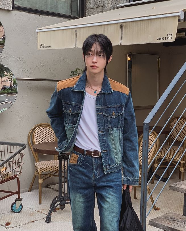 Morgan Corduroy Patch Denim Trucker Jacket