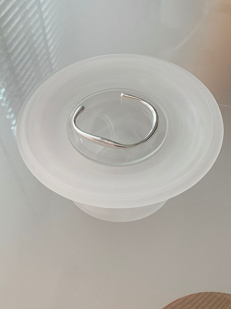 Silver wave open bangle
