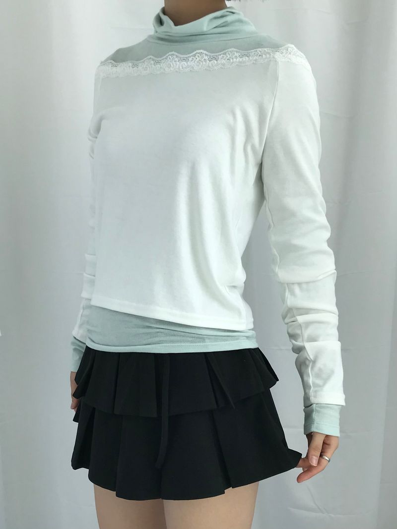 double frill pleated skirt