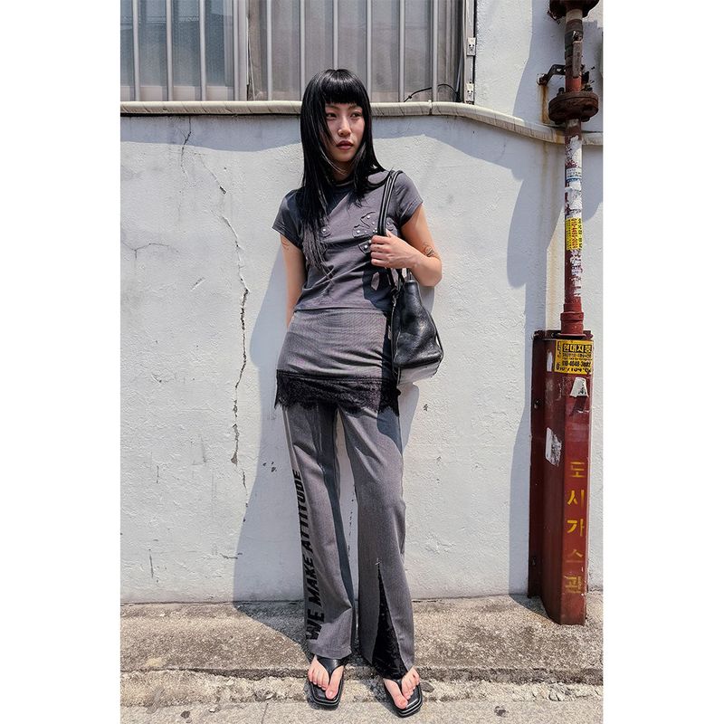 SLOGAN SKIRTED TROUSERS