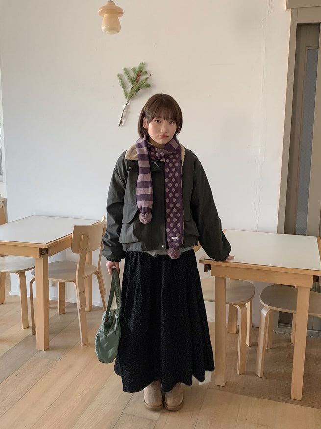 Molcon Pom Pom Dot Knit Muffler