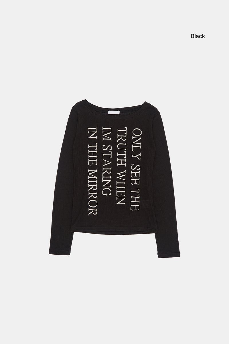 True lettering waffle long sleeve