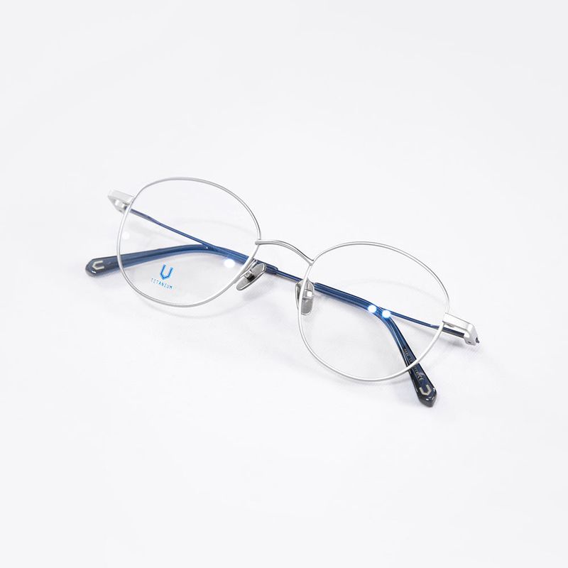 Knouun Round titanium glasses CODE. 103. B Silver