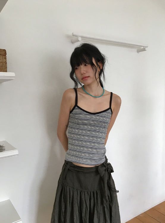 Niero Stripe Tencel String Sleeveless