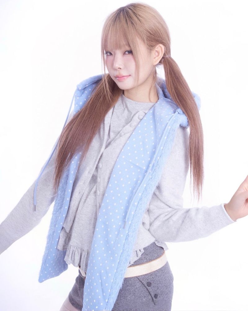 Fluffy hood muffler (blue)