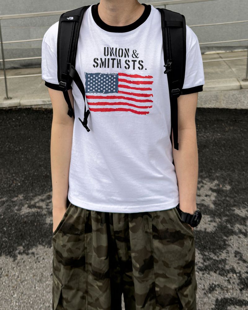 Loue American Flag Ringer Muscle Tee