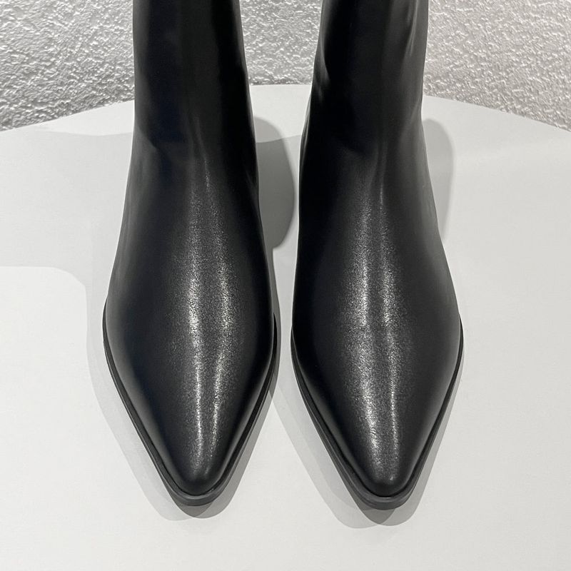 Leather stiletto ankle boots (Black)