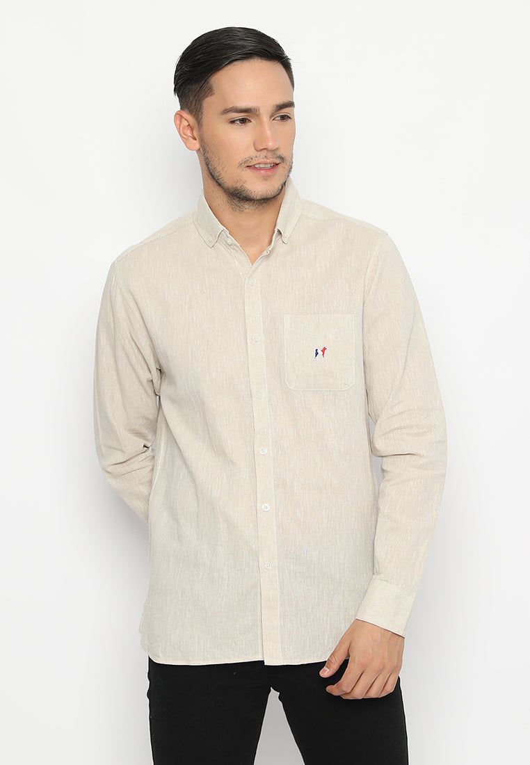 MON AKITA - Chiaki Men Long Sleeve Shirt Beige