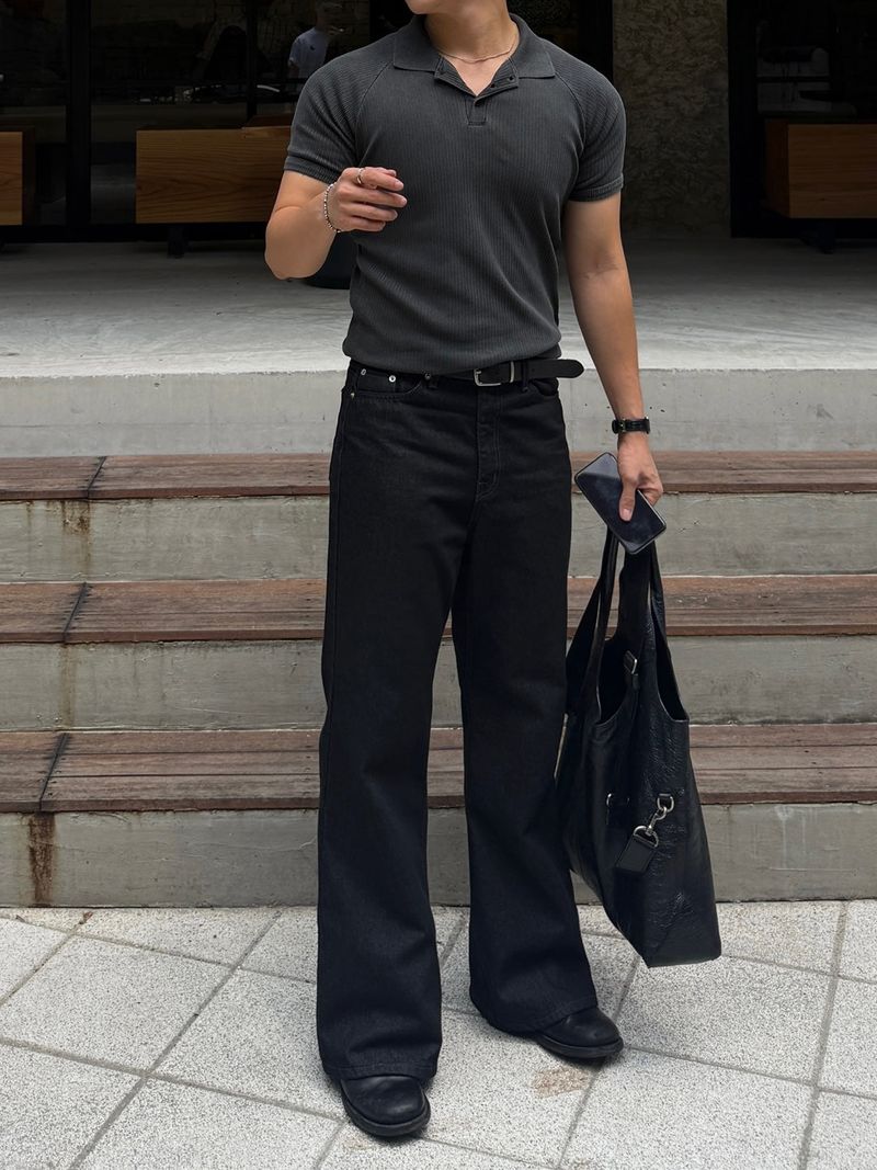 Mon pigment ribbed polo shirt