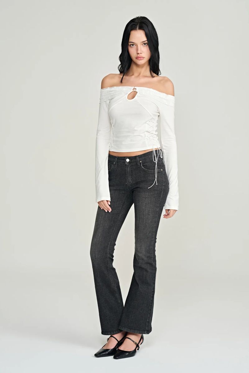 Sandy lace-up top, White