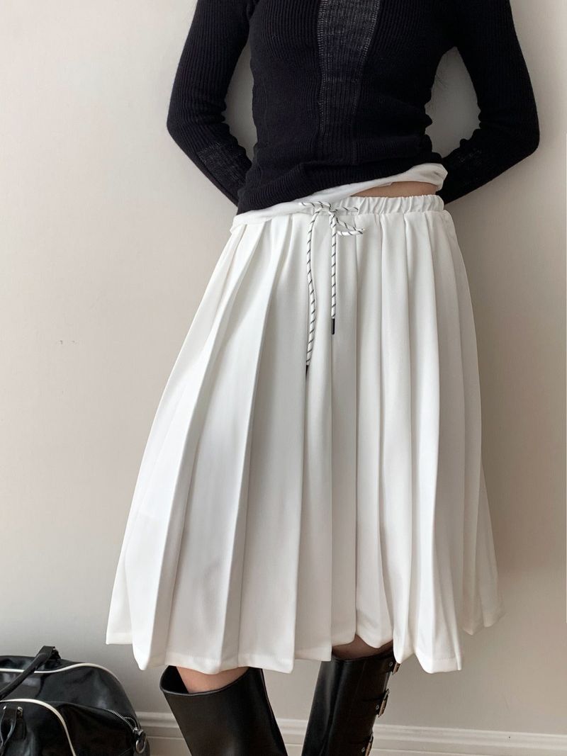 Academy Midi Pleats Banded Waist Skirt