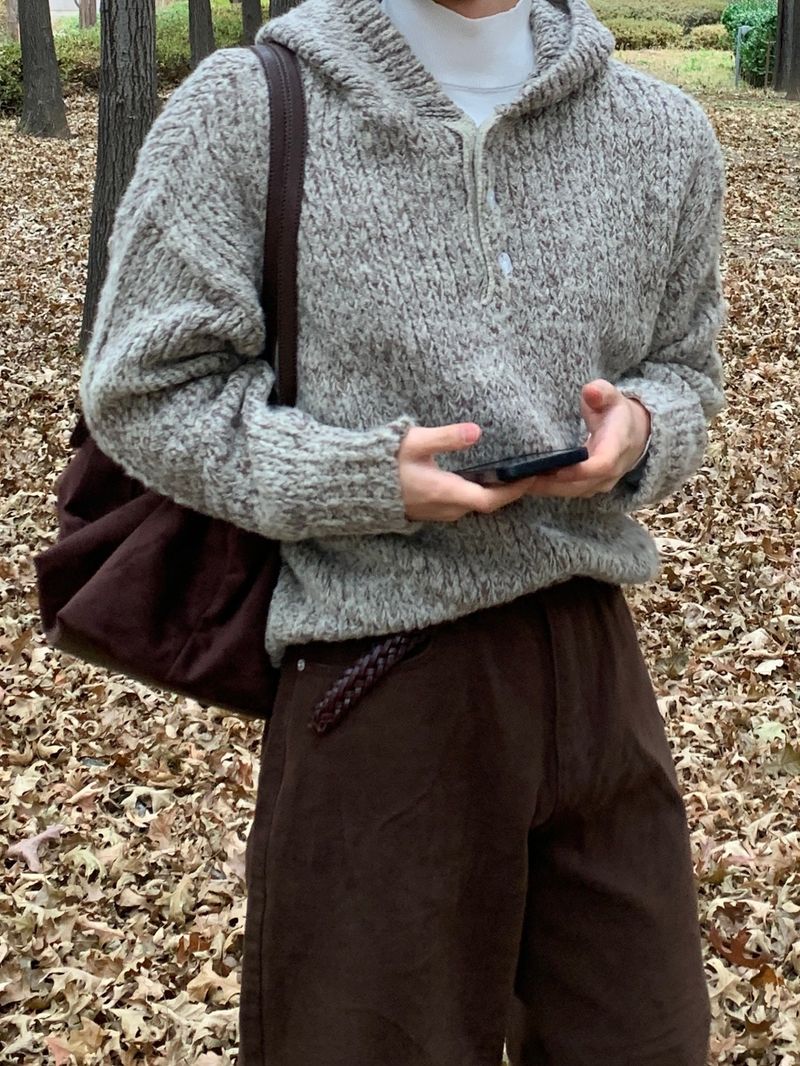 Mensfloor（メンズフロア）の「Shello alpaca henry neck hooded knitwear（Tops）」