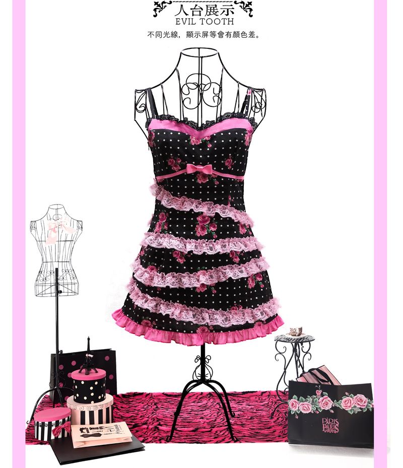 EVIL TOOTH（イービルトゥース）の「Paris Rose Night Cinched Waist Slip Dress（Dresses）」