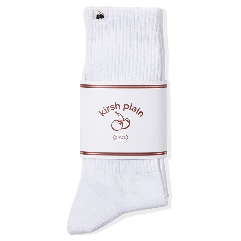 KIRSH PLAIN LOGO SOCKS 2PACK - WHITE