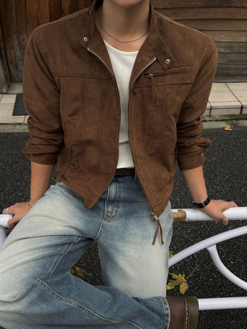 Dip biker suede crop jacket