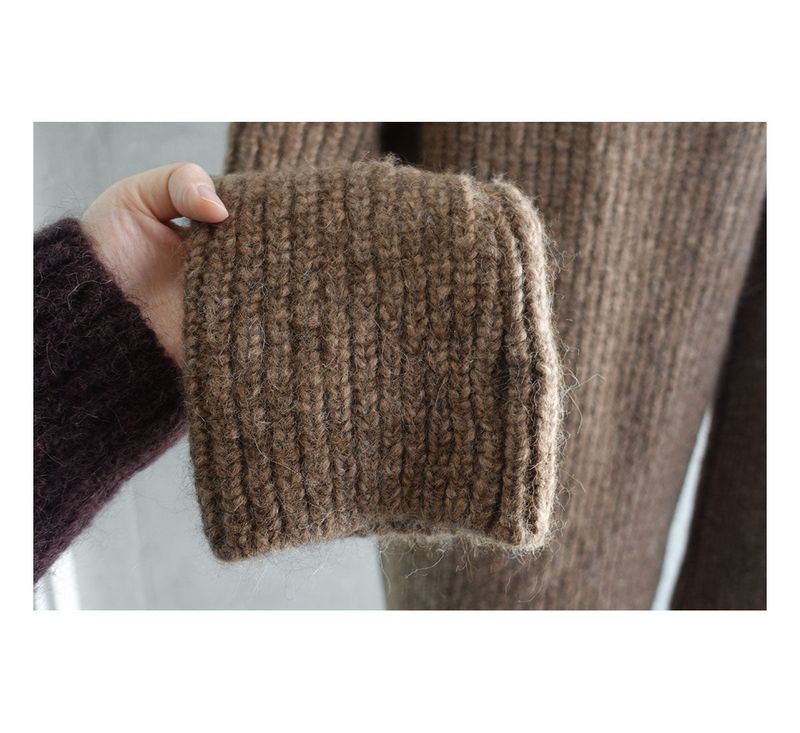 Earl grey alpaca cardigan (muffler set)