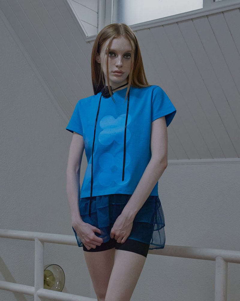 blue sheer unbalance layered op