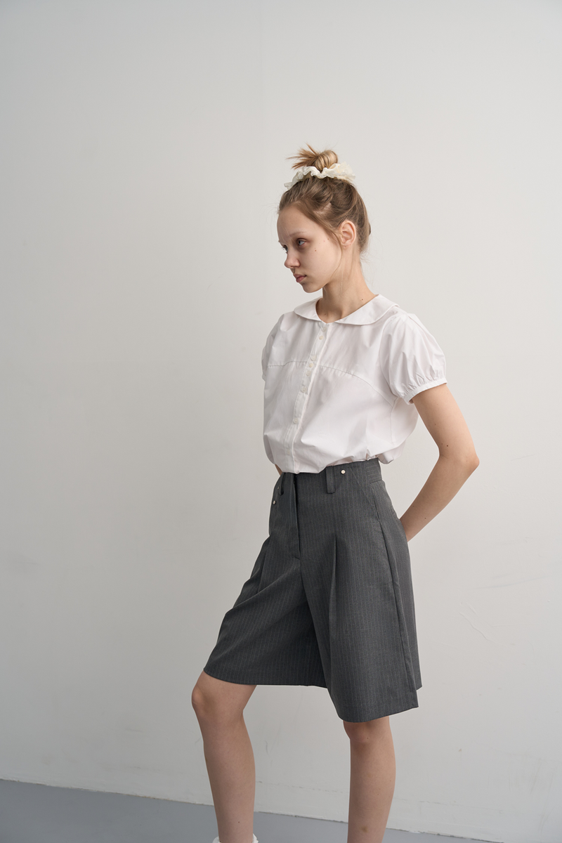 STRIPE RIVET BERMUDA PANTS