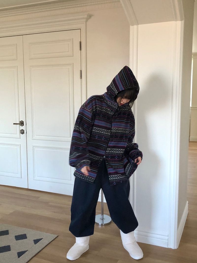 Euclid pattern hood zip up