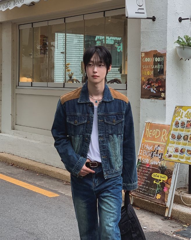 Morgan Corduroy Patch Denim Trucker Jacket