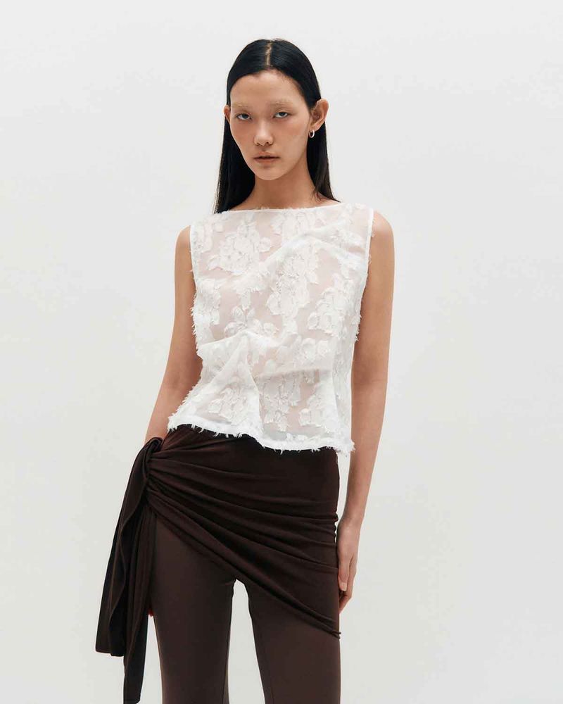 Pinched Sleeveless _ WHITE